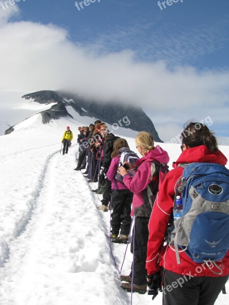 Glacier Snow Mountain People Landscape