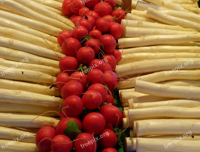 Asparagus Radishes Eat Vegetable Market Vegetables