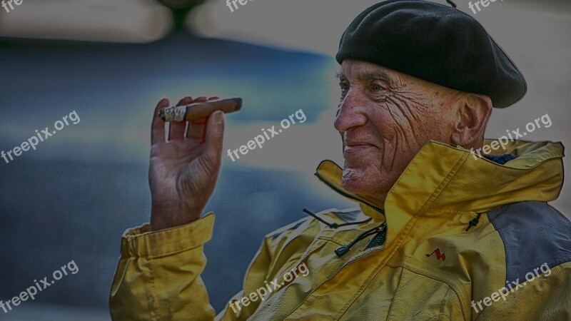 Man Cigar Yellow Adult Smoking