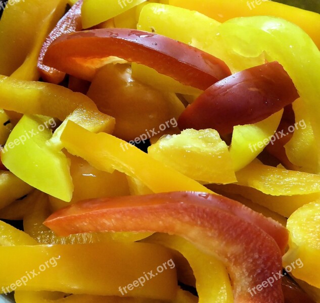 Peppers Red Yellow Orange Vegetable