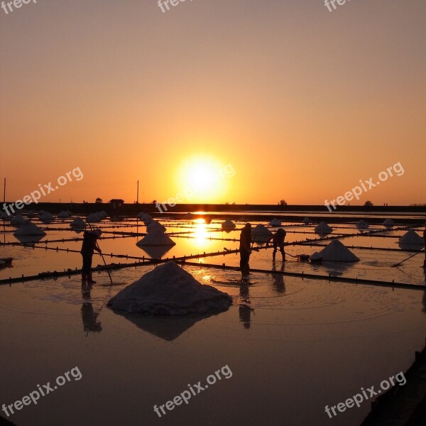 Salt Pan Sunset Sky Nature Free Photos