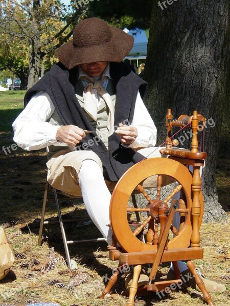 Spinning Wool Historic America Historical