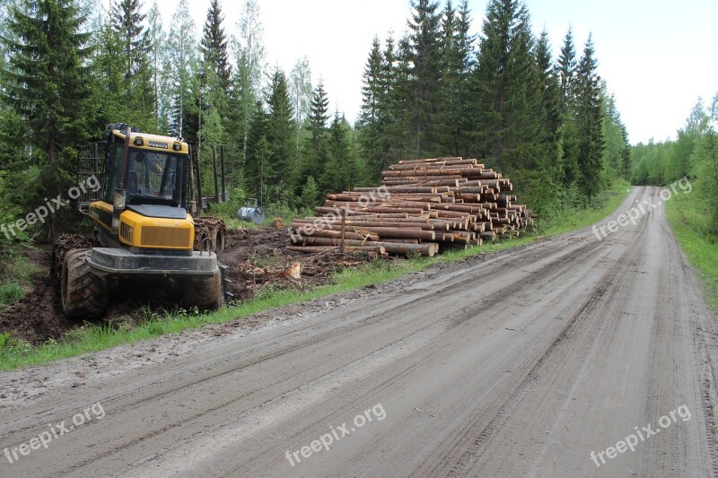 Forest Road Log Forest Machine Dirt Road