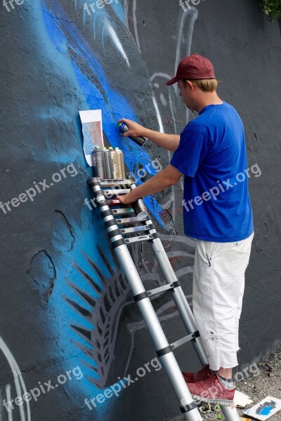 Wall Artists Sprayer Graffiti Art