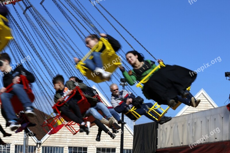 Fairground Ride Blur People Carnival