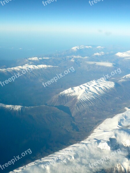 Alpine Panorama Mountains Sky Snow Aerial View