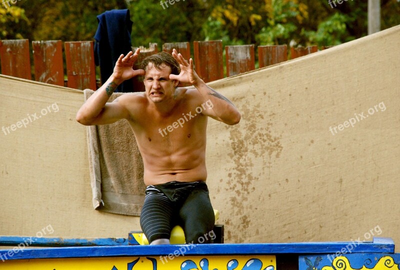 Dunk Tank Renaissance Fair Man Expression Shirtless