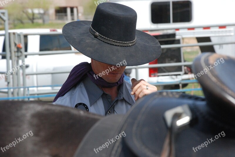 Cowboy Hat Western Saddle Man