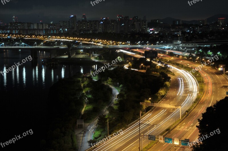 Night View Han River Olympic Boulevard Night Scenery Seoul