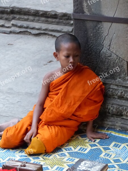 Cambodia Monk Angkor Wat Free Photos