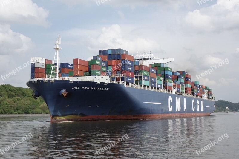 Hamburg Port Elbe Container Ship Free Photos