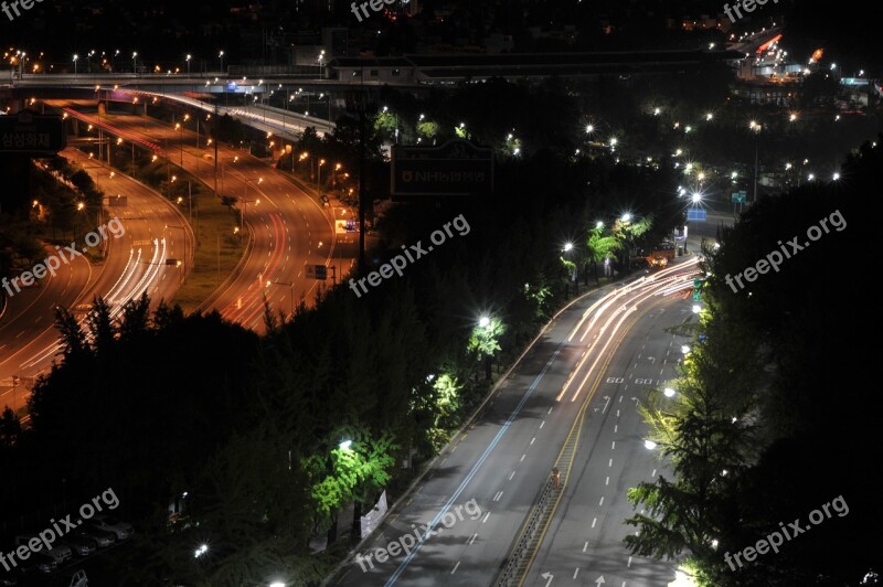 Night Road Street Lights Road Olympic Boulevard Hyeonchungno