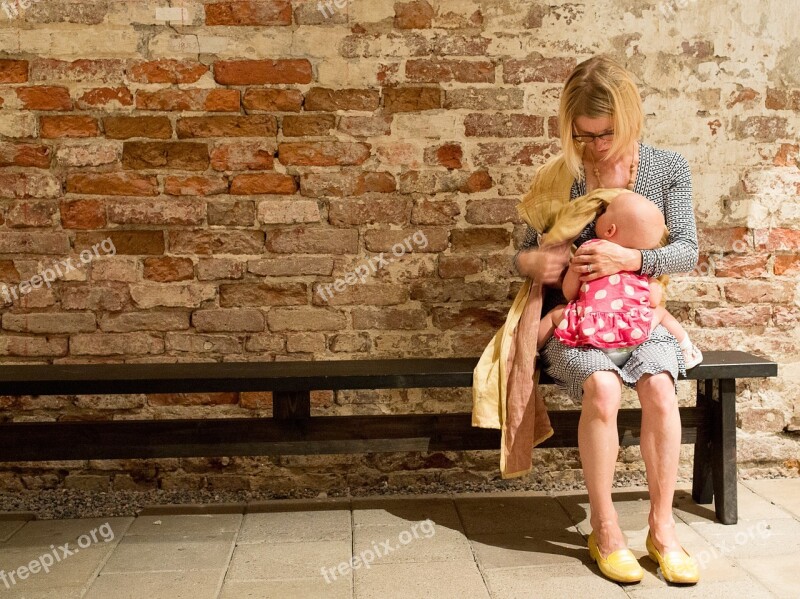 Mother Daughter Public Nursing In A Library Woman Child