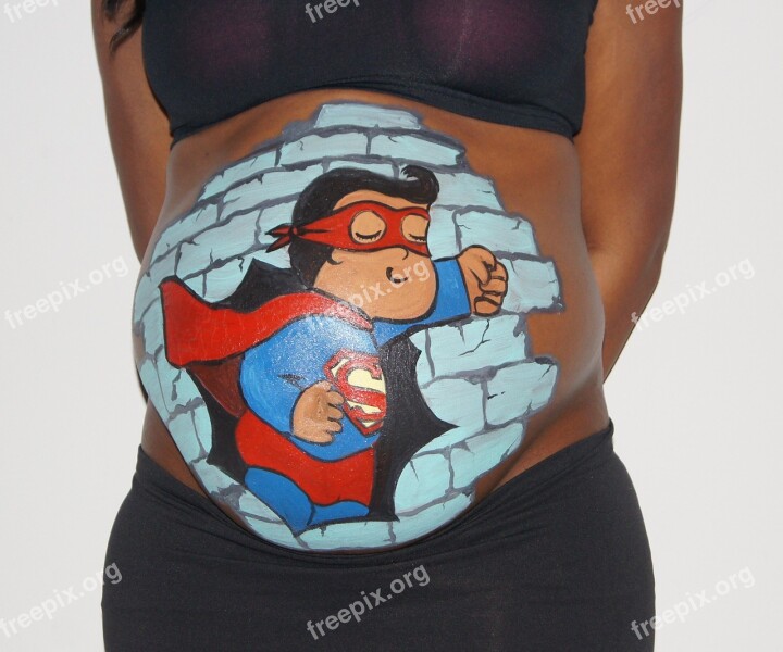 Bellypaint Belly Superman Belly Painting Pregnant