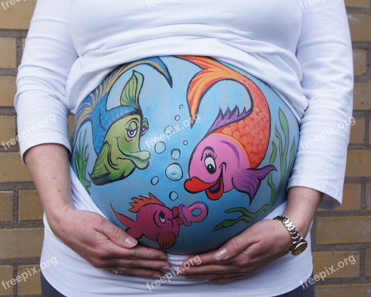 Pregnant Bellypaint Belly Painting Baby Fish