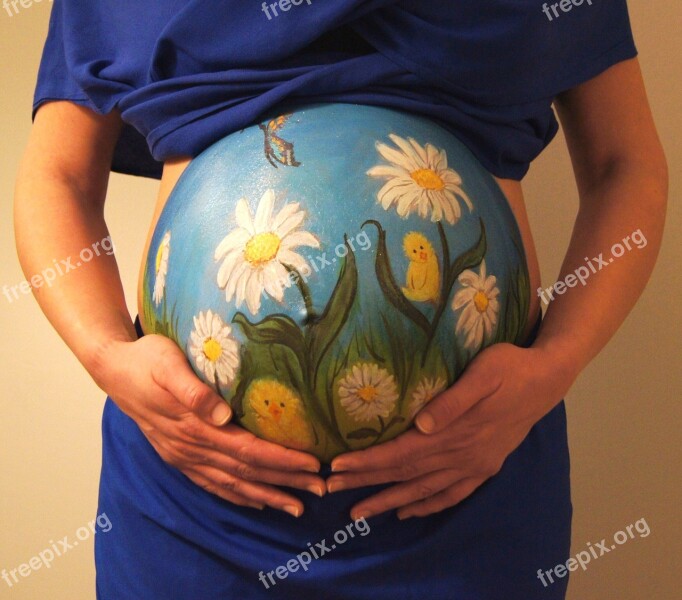 Bellypaint Belly Painting Pregnant Flowers Chick