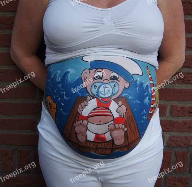 Pregnant Bellypaint Belly Painting Baby Sailor