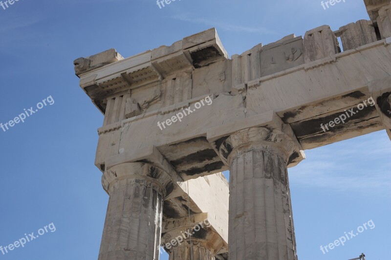 Greece Sky Blue Sky Temple Ancient Architecture