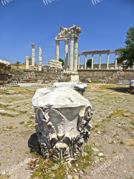 Ruin Stone Pergamon Archaeological Civilization