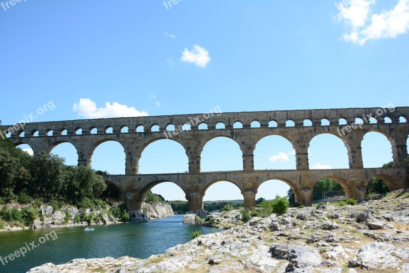 Pont Du Gard Arch Bridge France Trip Gardon River