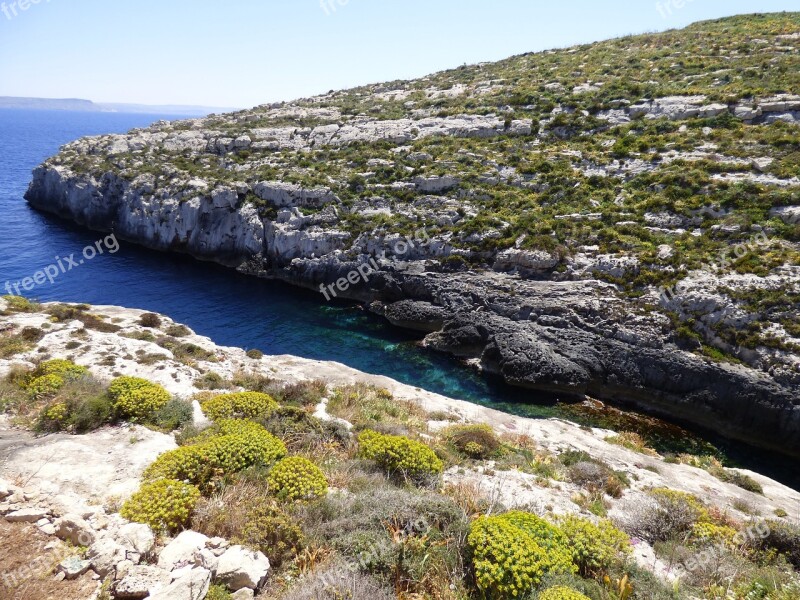 Mgarr Ix-xini Bay Secluded Boat Sea