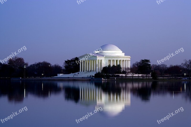 Jefferson Memorial Washington Dc Reflection Water