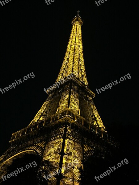 Paris Eiffel Tower France Night Lights