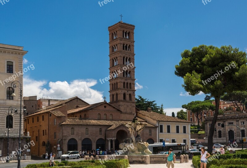 Santa Maria In Cosmedin Basilica Church Bell Tower Rome