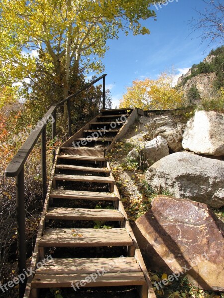 Wooden Stairs In Mountains Wooden Stairs Outdoors Wooden Stairs Nature Wood Stairs Outdoors Wood Stairs Mountains