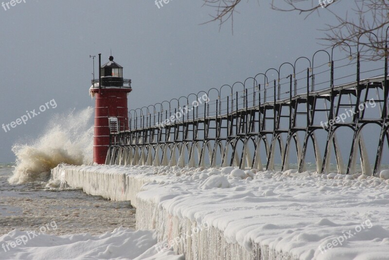 Michigan South Haven Pier Lake Michigan Lighthouse