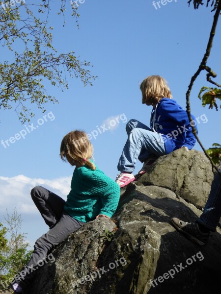 Children Play Climb Girl Friends