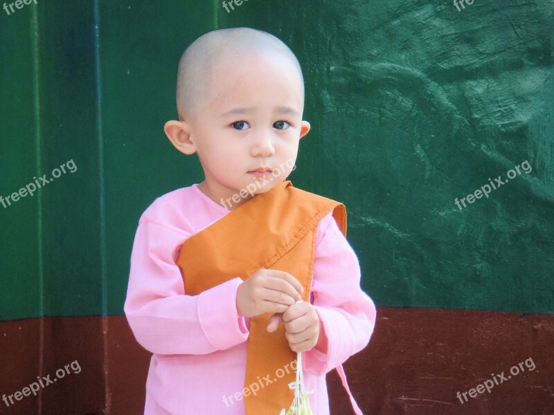 Child Myanmar Burma Monk Sweet