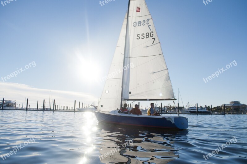 Sailboat Sun Reflection Sea Ocean