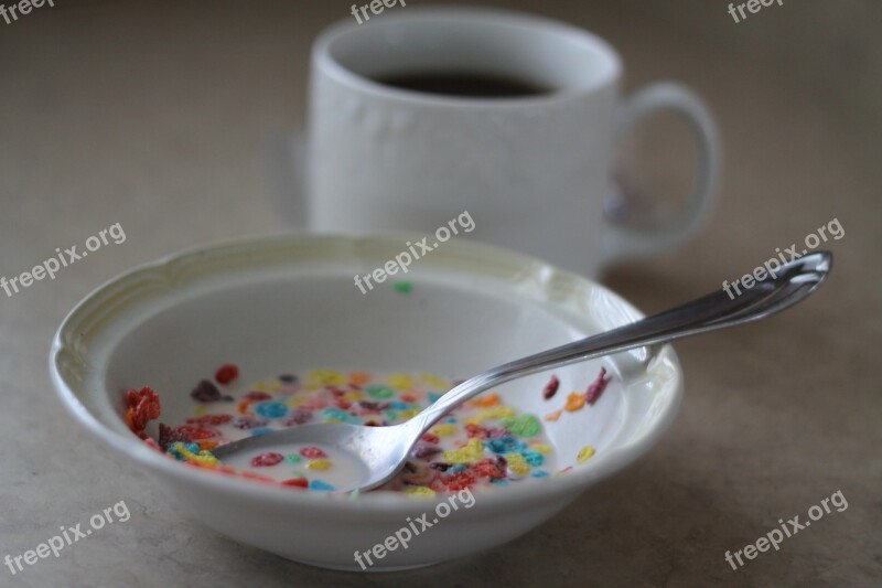 Cereal Coffee Fruity Cereal Bowl Milk