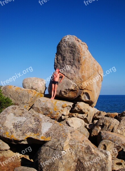 Stone Sea Rock Man Coast