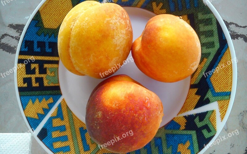 Peaches Fruits Dish Summer Free Photos