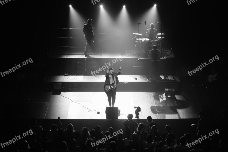 Concert Singer Guitar Contrast Black And White