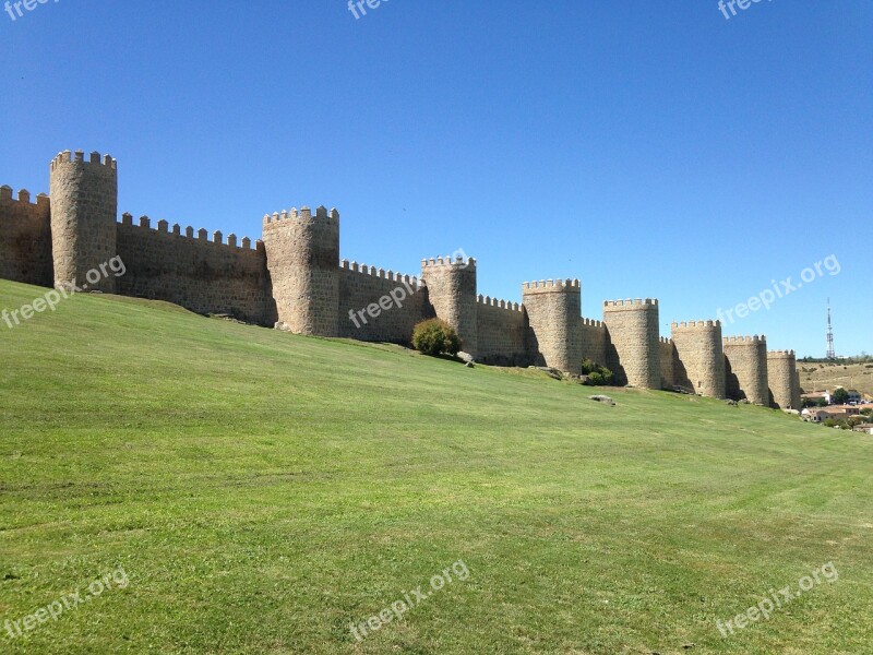 Avila Walls Grass Castle Medieval