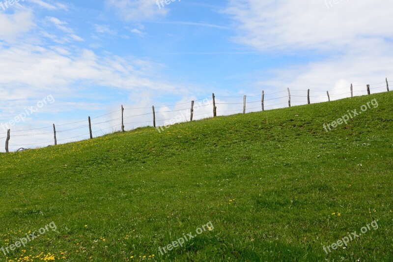 Demarcation Barbed Wire Fence Hill Mountain