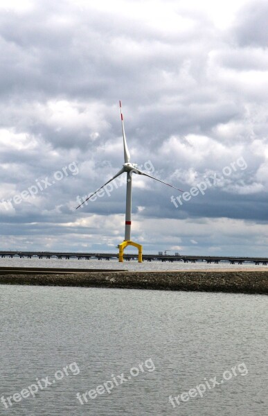 Pinwheel Wind Power Sea Offshore Energy