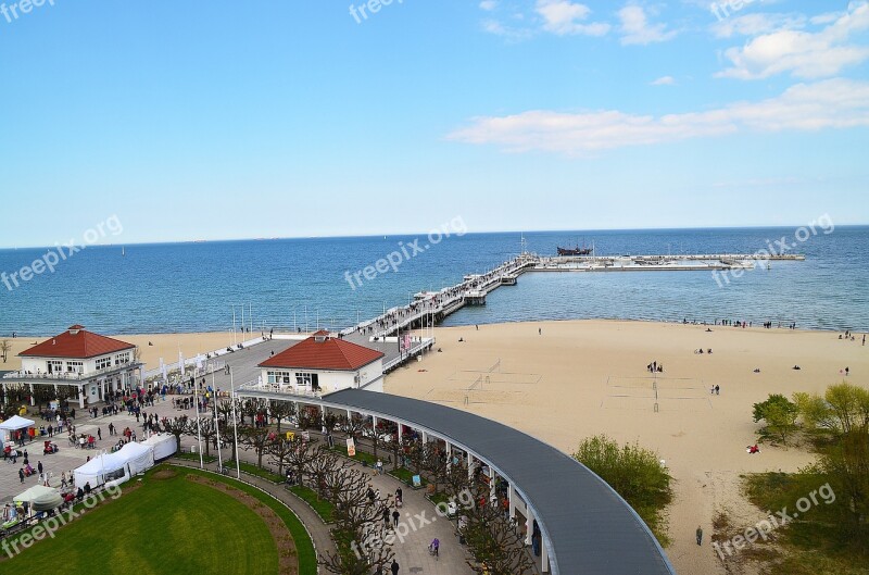 The Pier Polish Sea The Baltic Sea Beach People On The Beach