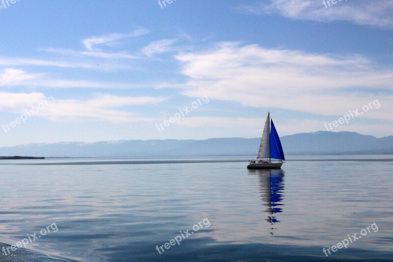 Lake Geneva Lake Sail Blue Nature