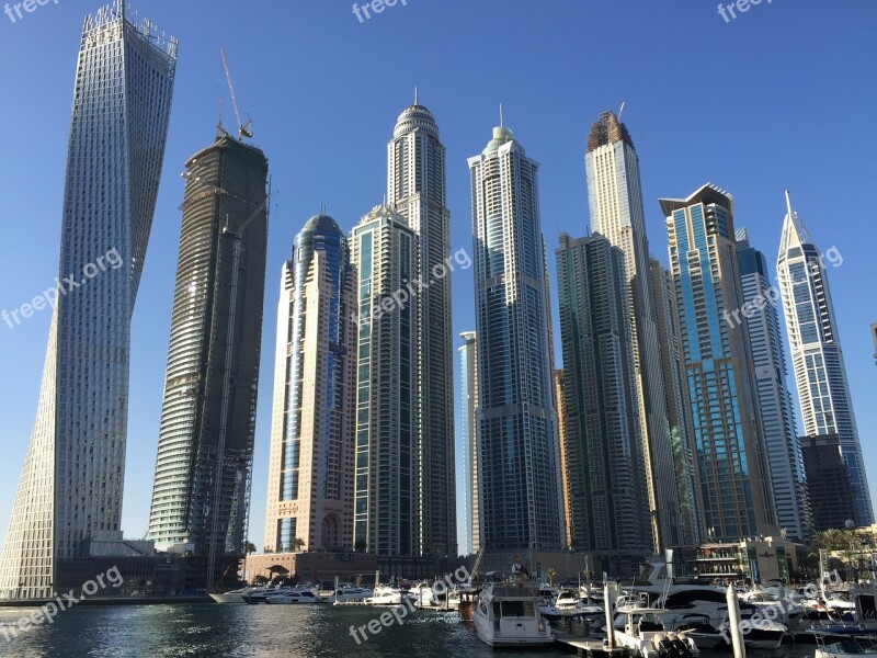 Skyscrapers Dubai Boats Luxury Business