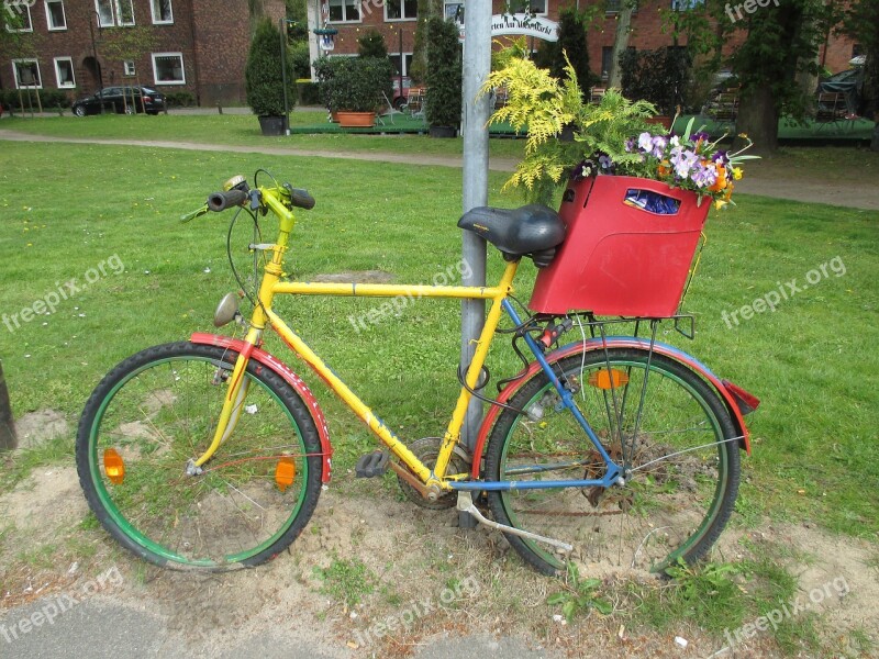 Bike Flowers Flower Bed Spring Colorful