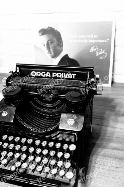 Retro Typewriter Orga Privat Old Bw