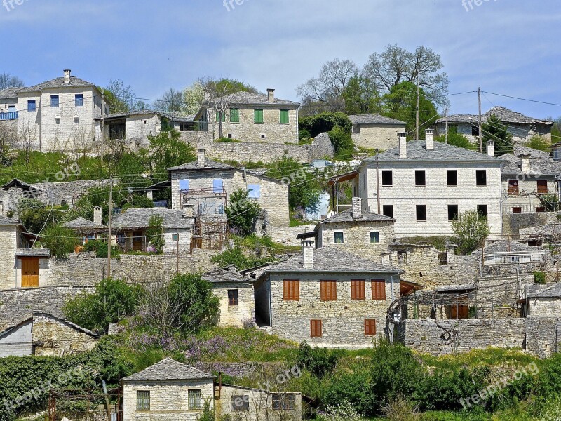 Village Stone Houses Mediterranean Italy Architecture