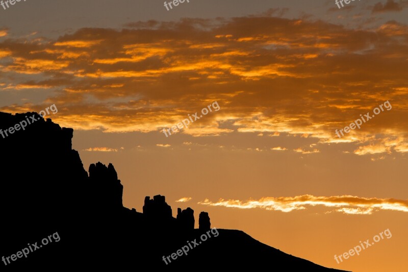 Sunset Landscape Silhouettes Scenic Canyonlands National Park