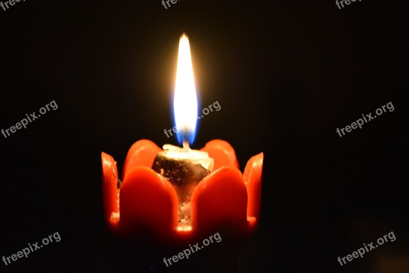 Candle Fire Light Dark Night