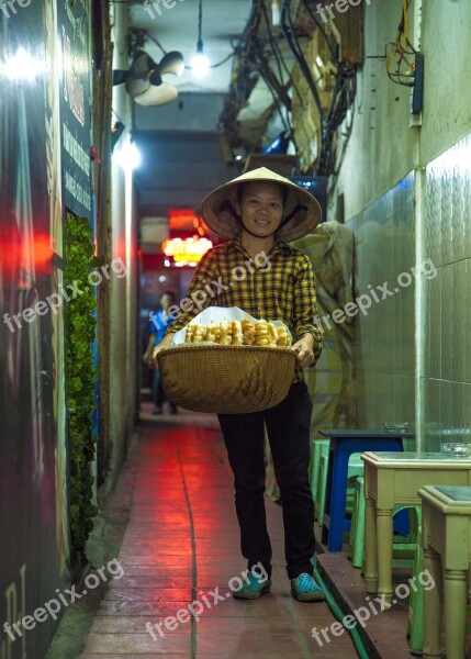 Woman Food Vendor Person Corridor Viet Nam