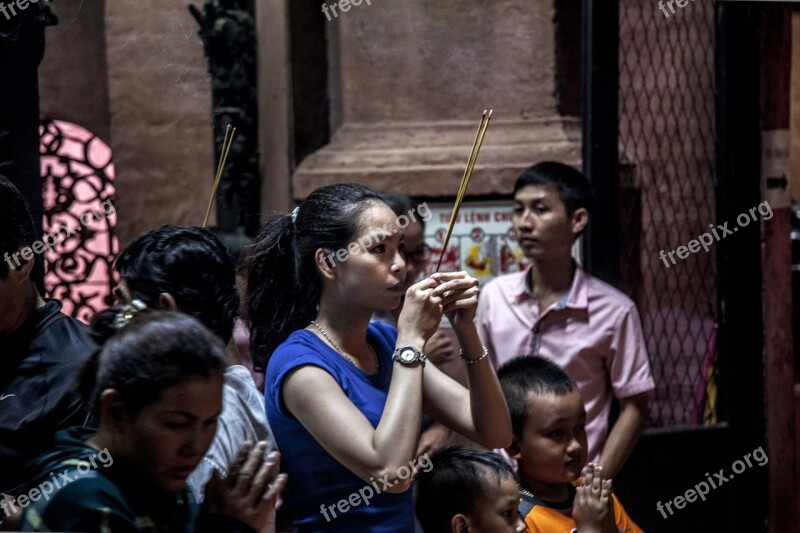 Viet Nam Woman Prayer Religion Faith